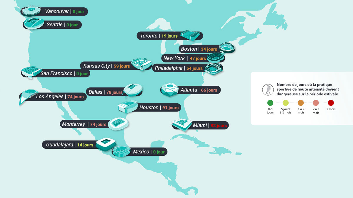 Cartographie - fortes chaleurs coupe du monde en 2050
